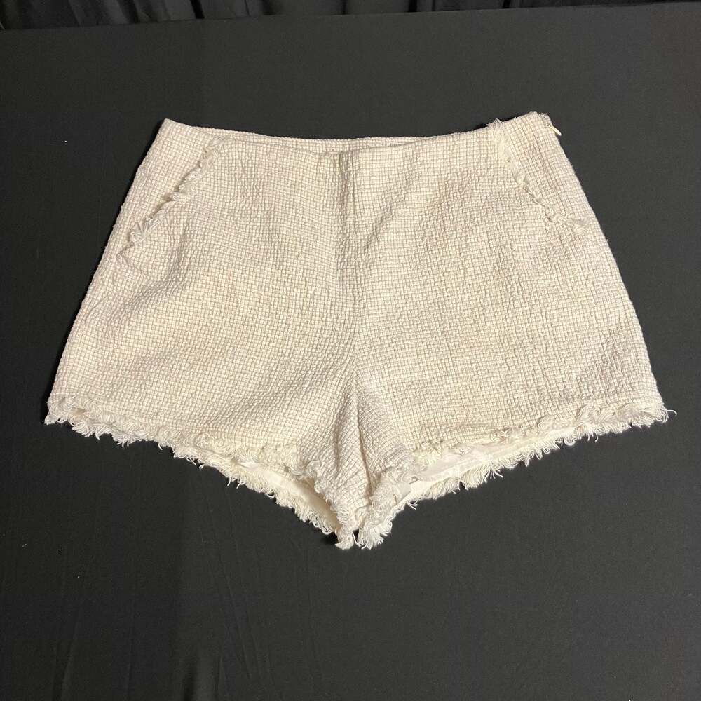 J.O.A. Los Angeles Tweed Raw Edge Shorts in Cream size M